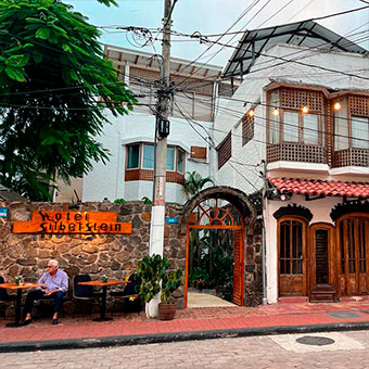 Exterior of Hotel Silberstein in Galapagos.